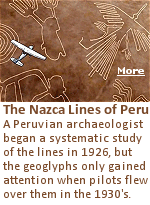 The Nazca Lines are a collection of giant geoglyphs, designs or motifs etched into the ground, located in the Peruvian coastal plain about 250 miles south of Lima, Peru. Created by the ancient Nazca, and depicting various plants, animals, and shapes, the 2,000-year-old Nazca Lines can only be fully appreciated when viewed from the air given their massive size. Despite being studied for over 80 years, the geoglyphs are still a mystery to researchers.